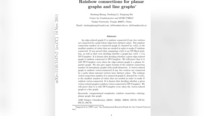 Rainbow connections for planar graphs and line graphs