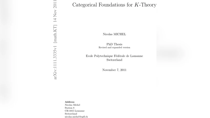 Categorical Foundations for K-Theory