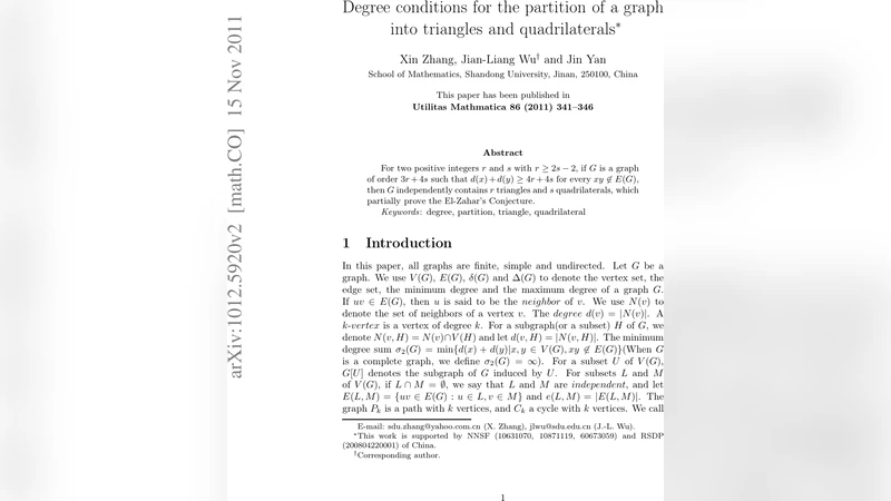 Degree conditions for the partition of a graph into triangles and   quadrilaterals