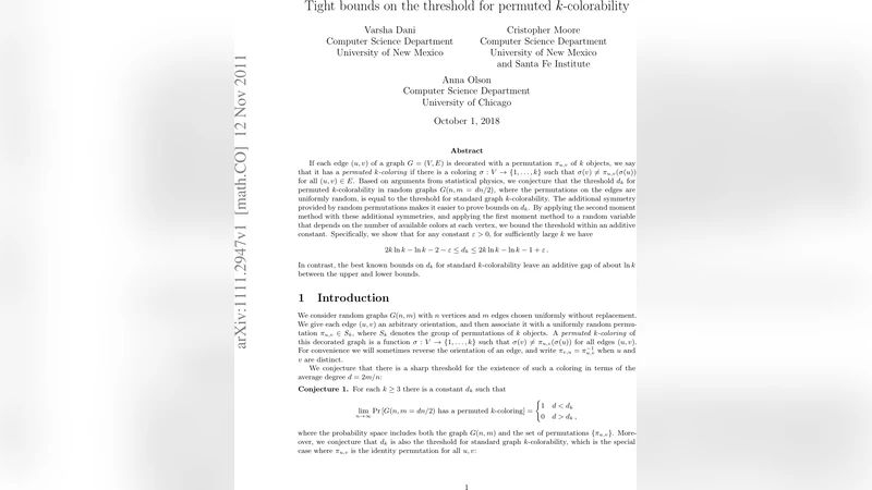 Tight bounds on the threshold for permuted k-colorability