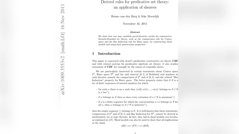 Derived rules for predicative set theory: an application of sheaves