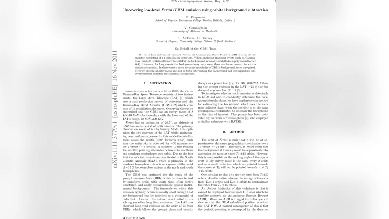 Uncovering low-level Fermi/GBM emission using orbital background   subtraction