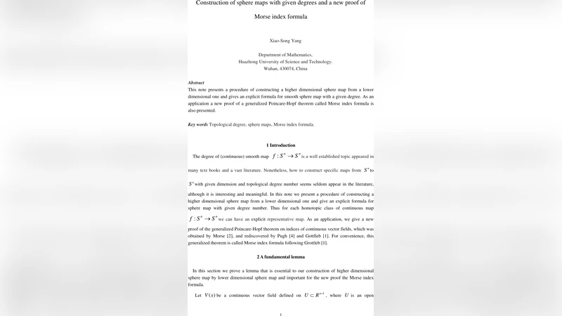 Construction of sphere maps with given degrees and a new proof of Morse   index formula