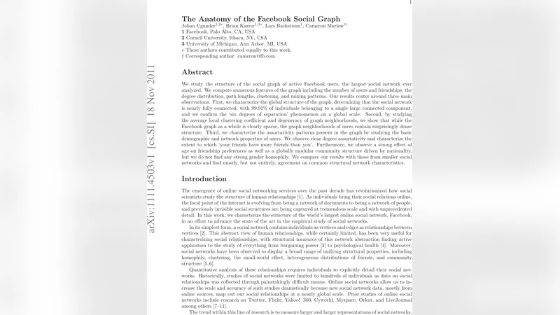 The Anatomy of the Facebook Social Graph