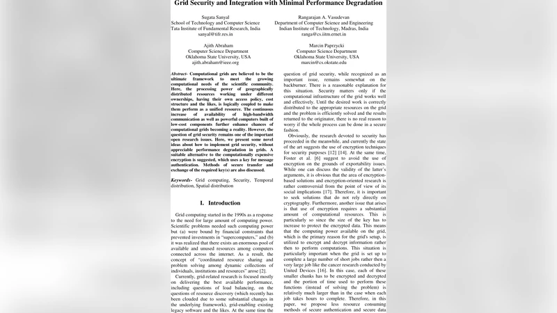 Grid Security and Integration with Minimal Performance Degradation