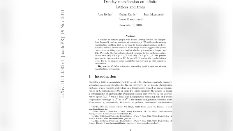 Density classification on infinite lattices and trees