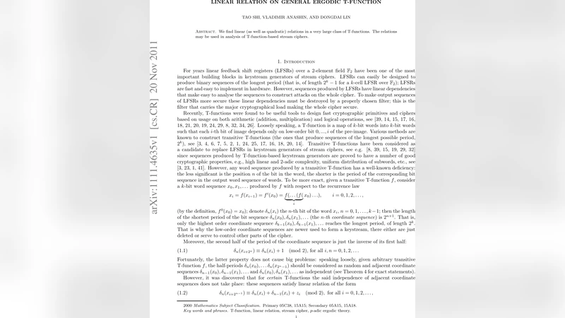 Linear Relation on General Ergodic T-Function