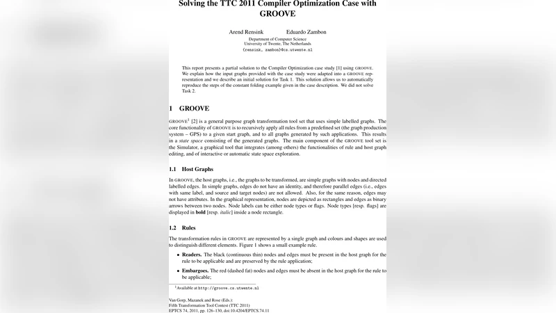 Solving the TTC 2011 Compiler Optimization Case with GROOVE