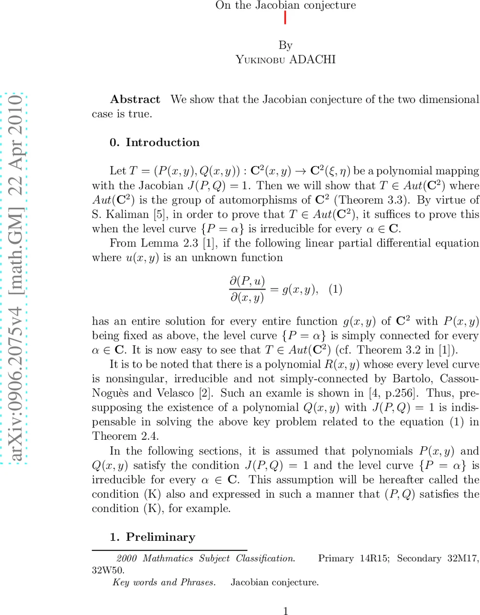 On the Jacobian conjecture