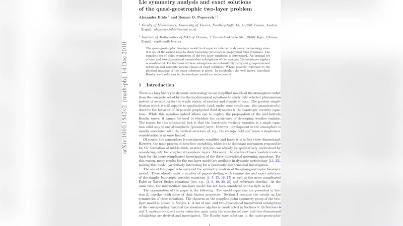 Lie symmetry analysis and exact solutions of the quasi-geostrophic   two-layer problem