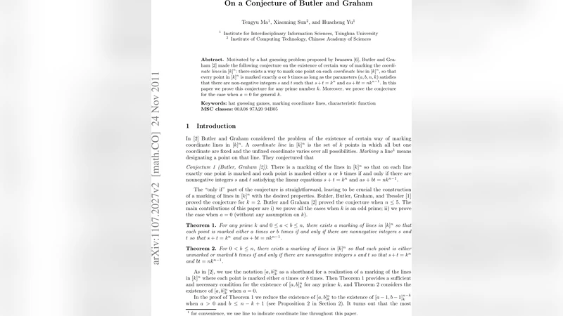 On a Conjecture of Butler and Graham