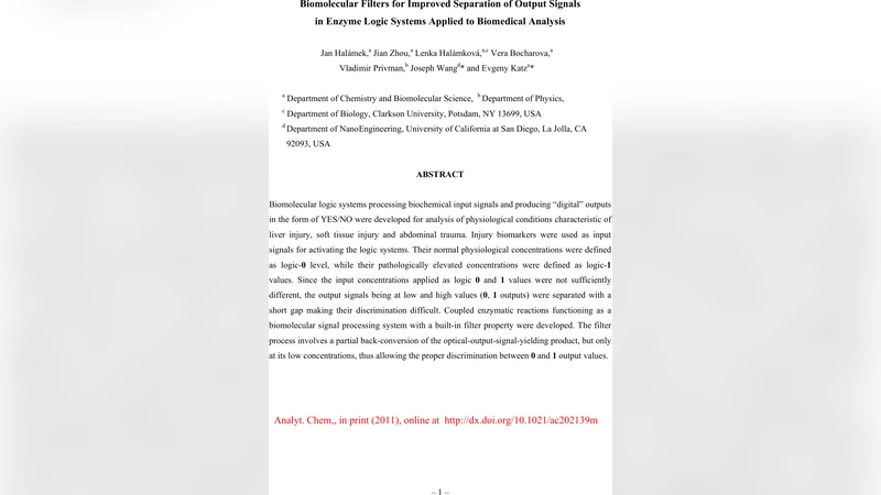 Biomolecular Filters for Improved Separation of Output Signals in Enzyme   Logic Systems Applied to Biomedical Analysis