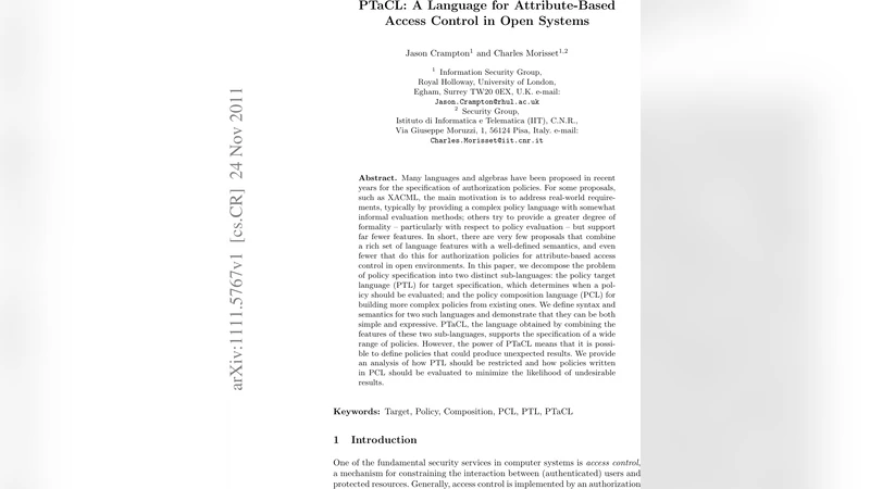 PTaCL: A Language for Attribute-Based Access Control in Open Systems