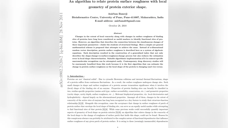 An algorithm to relate protein surface roughness with local geometry of   protein exterior shape