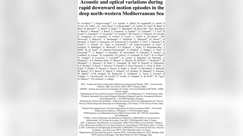 Acoustic and optical variations during rapid downward motion episodes in   the deep north-western Mediterranean Sea