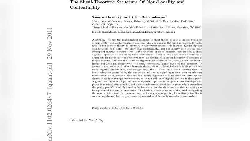 The Sheaf-Theoretic Structure Of Non-Locality and Contextuality