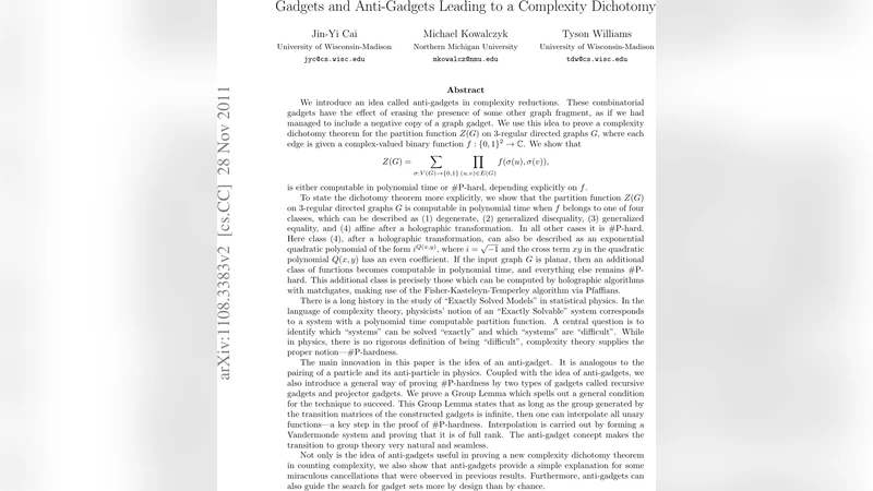 Gadgets and Anti-Gadgets Leading to a Complexity Dichotomy