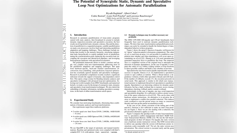 The Potential of Synergistic Static, Dynamic and Speculative Loop Nest   Optimizations for Automatic Parallelization