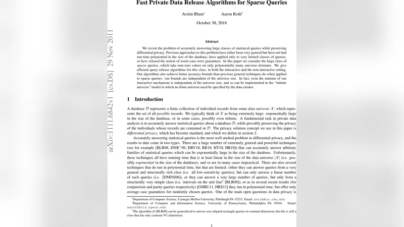 Fast Private Data Release Algorithms for Sparse Queries