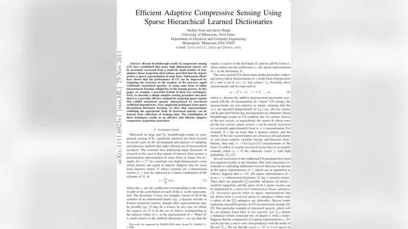 Efficient Adaptive Compressive Sensing Using Sparse Hierarchical Learned   Dictionaries