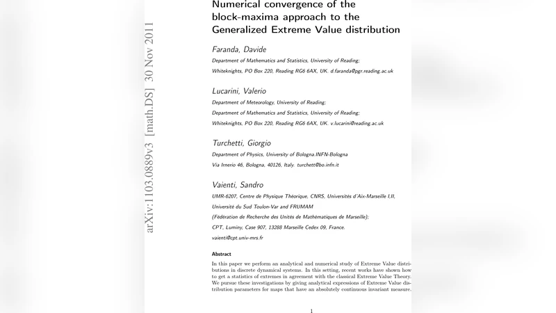 Numerical convergence of the block-maxima approach to the Generalized   Extreme Value distribution