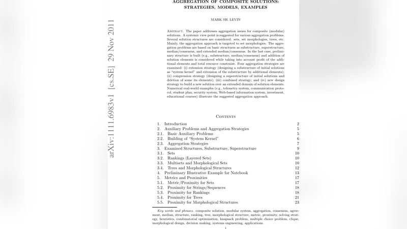 Aggregation of Composite Solutions: strategies, models, examples