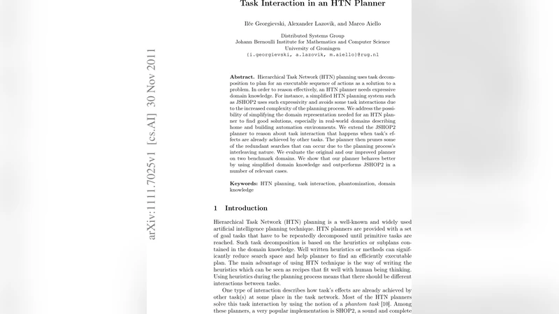 Task Interaction in an HTN Planner