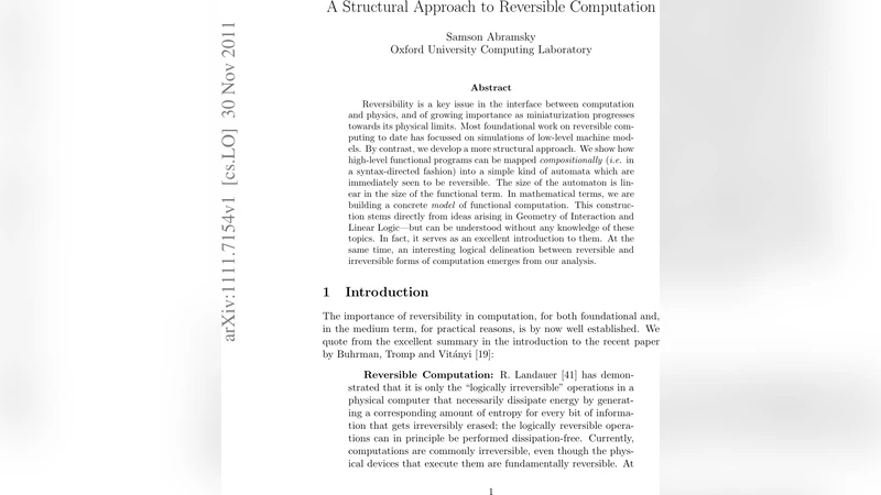 A Structural Approach to Reversible Computation