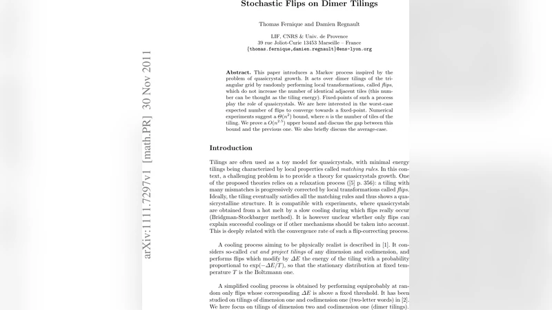 Stochastic Flips on Dimer Tilings