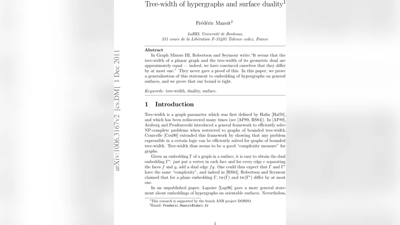 Tree-width of hypergraphs and surface duality