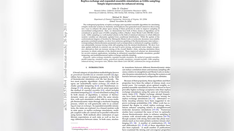 Replica exchange and expanded ensemble simulations as Gibbs sampling:   Simple improvements for enhanced mixing