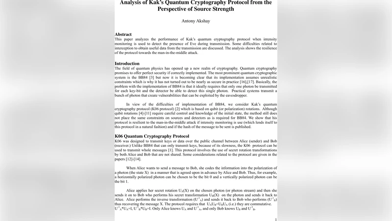 Analysis of Kaks Quantum Cryptography Protocol from the Perspective of   Source Strength