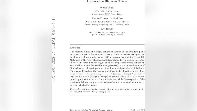 Distances on Rhombus Tilings