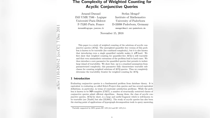 The Complexity of Weighted Counting for Acyclic Conjunctive Queries