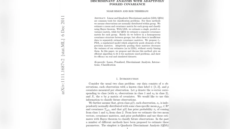 Discriminant Analysis with Adaptively Pooled Covariance