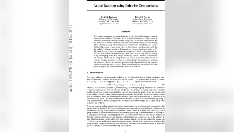 Active Ranking using Pairwise Comparisons