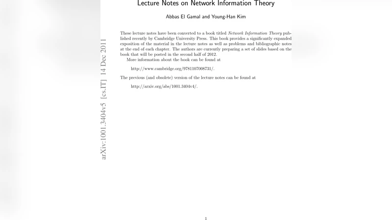 Lecture Notes on Network Information Theory