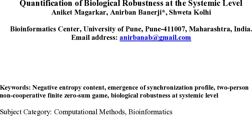 Quantification of Biological Robustness at the Systemic Level