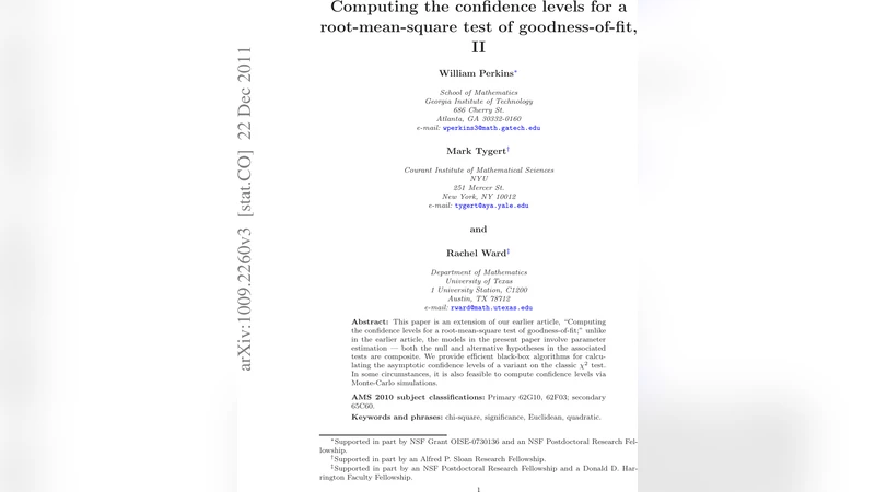 Computing the confidence levels for a root-mean-square test of   goodness-of-fit, II