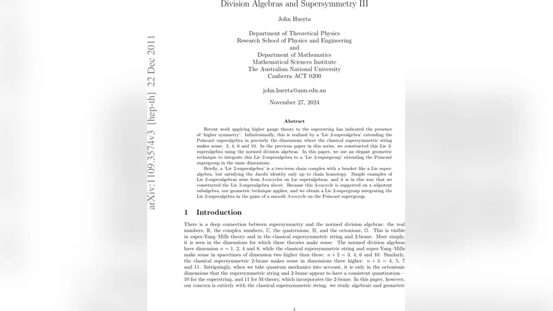 Division Algebras and Supersymmetry III