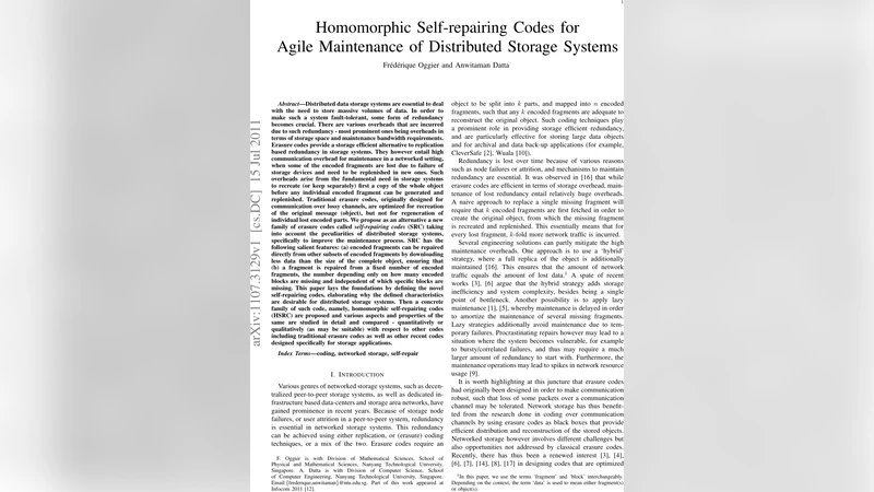 Homomorphic Self-repairing Codes for Agile Maintenance of Distributed   Storage Systems