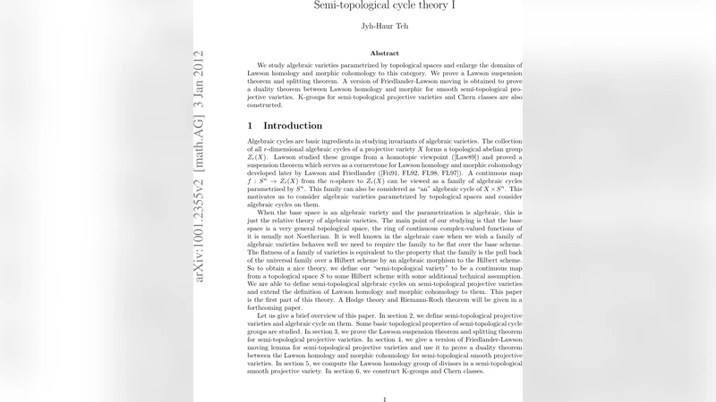 Semi-topological cycle theory I