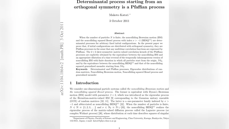 Determinantal process starting from an orthogonal symmetry is a Pfaffian   process