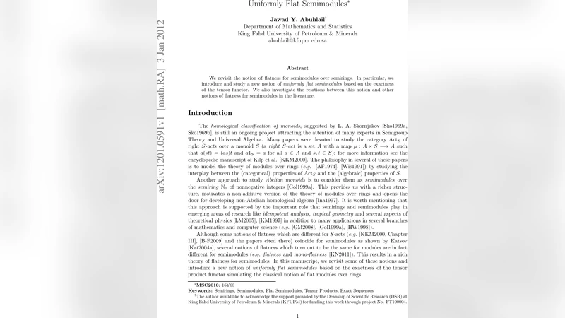 Uniformly Flat Semimodules