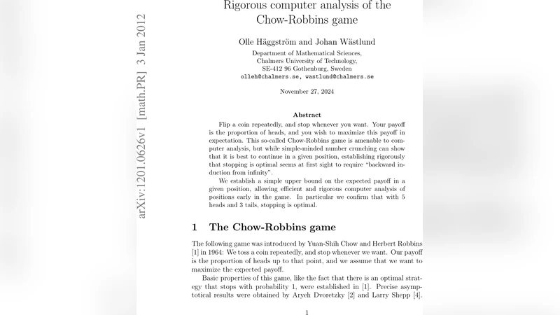 Rigorous computer analysis of the Chow-Robbins game