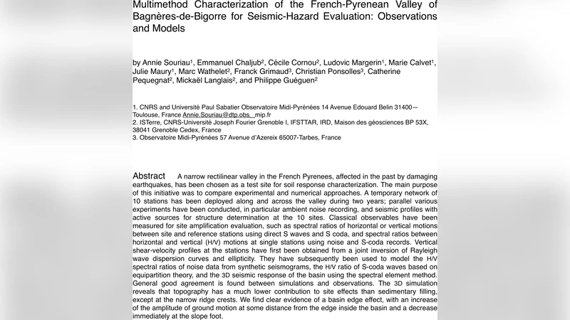Multimethod characterization of the French Pyrenean valley of   Bagn`eres-de-Bigorre for seismic hazard evaluation: observations and models