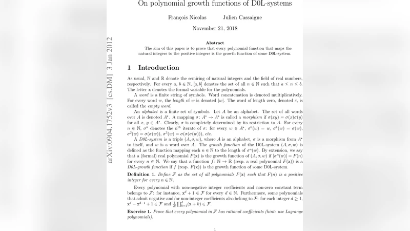 On polynomial growth functions of D0L-systems