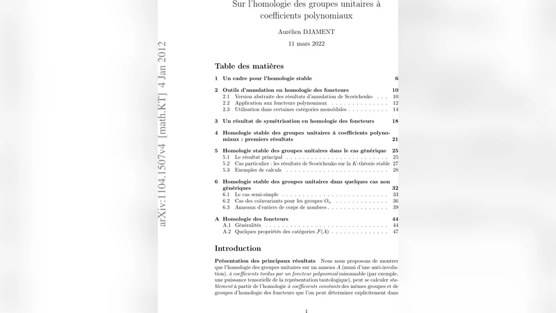 Sur lhomologie des groupes unitaires `a coefficients polynomiaux
