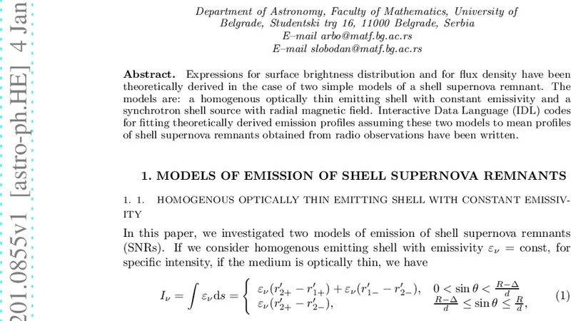 Numerical Code for Fitting Radial Emission Profile of a Shell Supernova   Remnant