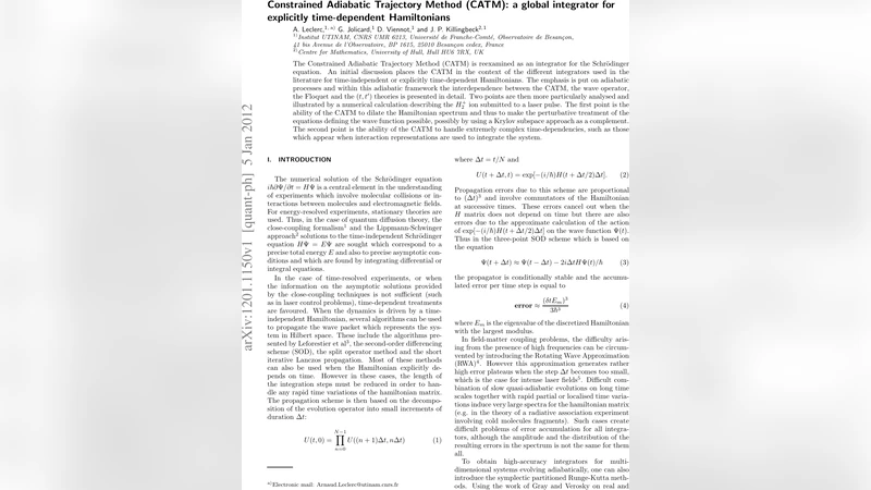 Constrained Adiabatic Trajectory Method (CATM): a global integrator for   explicitly time-dependent Hamiltonians